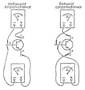 Проверка транзистора с помощью омметра