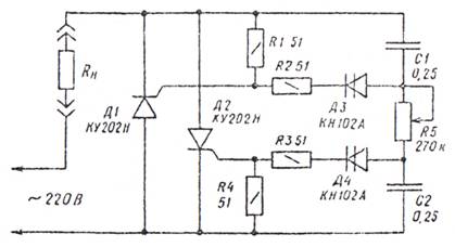Электрическая схема тиристорного регулятора